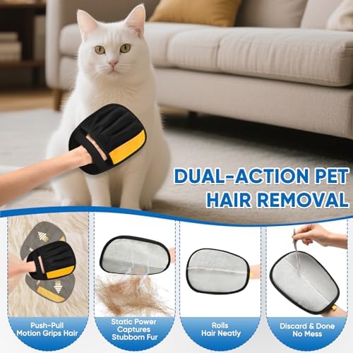 Electrostatic Pet Hair Removal Glove, Five-Finger, Grooming Mitt - Image 3