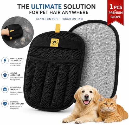 Pet Hair Remover Glove for Dogs & Cats – Cat Hair Remover & Dog Hair Removal Tool, Reusable Electrostatic Grooming Glove for Furniture, Couch, Carpet, Car Seat & Clothes – Easy Pet Hair Cleaning Mitt - Image 2
