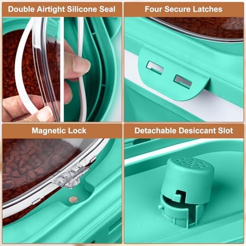 TIOVERY Dog Food Storage Container, 10lb to 13lb Collapsible Dog Cat Food Containers with Airtight Clear Flip-top and Pet Food Scoop, Pet Food Storage Container Bin for Dog Cat Bird Other Pets (Green) - Image 3