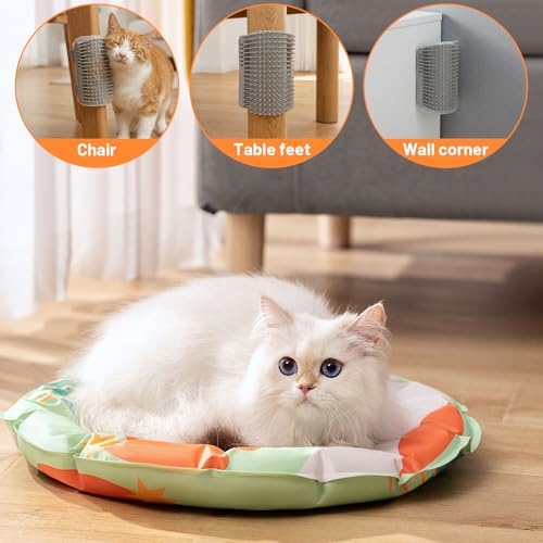 12 Pack Cat Self Groomer – Wall Corner Grooming Brushes for Cats and Small Pets – Soft Silicone Massage Brush for Shedding Control and Face Rubbing (Grey) - Image 5