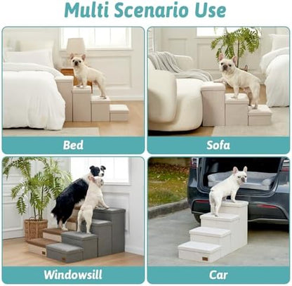 COZY KISS Dog Stairs with Storage, 22" H Wider Dog Steps, 4-Step - Image 5
