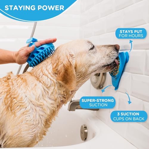 Aquapaw Dog Licking Mat - Suction Slow Feeder & Feeding Mat - Bath Toy Dispenser for Dog Bath Toys & Grooming Treats - Grooming Lick Pad for Peanut Butter Treat & Shower Snack Holder - Blue - Image 4