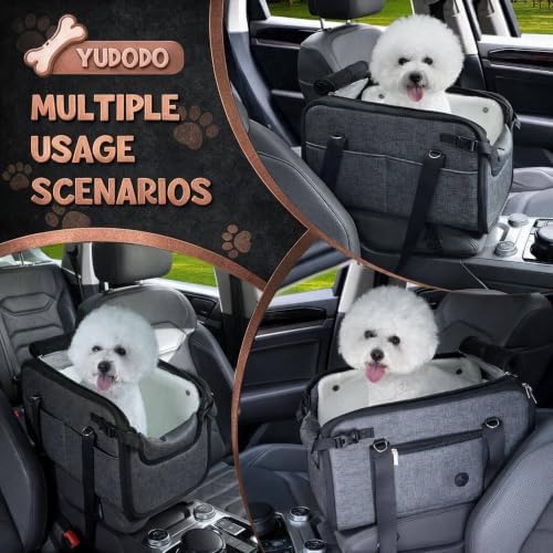 YUDODO 10-18lbs Large Console Dog Car Seat with Removable Velvet Cushion - Image 6