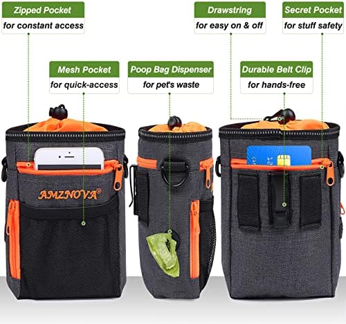 AMZNOVA Dog Treat Pouch Treatnow Dog Treat Bag, 6 Cups, Heather Black - Image 2