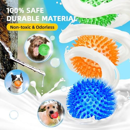 SHARLOVY 3'' Squeaky Balls for Small Dogs, 4 Spiky Dog Balls for Teething - Image 6