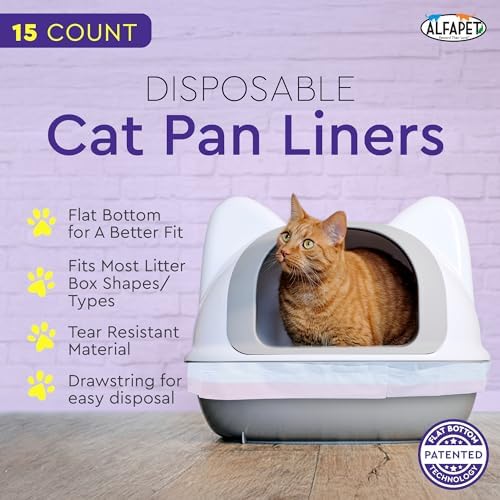 Cat Litter Box Liners Alfapet Heavy Duty Flat Bottom- Extra Giant 15 Count - Tear-Resistant Cat Litter Bags - Kitty Litter Liners for Rectangular Litterbox Pans, 36” x 18” x 2MIL Thick 30 lb Capacity - Image 2