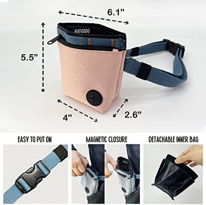 Dog Treat Pouch with Pet Training Clicker, Dog Training Treat Pouch Kit, Magnetic Closure, Hands-Free Training (Pink) - Image 4