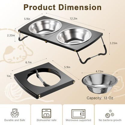 Elevated Cat Bowls with Foldable Stand and Feeder - Image 6