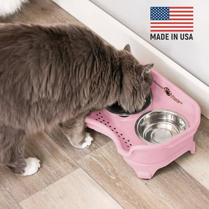 Neater Feeder Express Mess Proof Cat Bowls Elevated, No Spill Feeding Station, Stainless Steel Dishes for Food and Water, Raised Bowls for Indoor Cats, No Fatigue Whisker Friendly Dish, Pink - Image 2