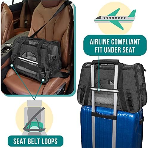 PetAmi Airline Approved Pet Carrier Cats Small Dogs, Large Heather Charcoal - Image 6
