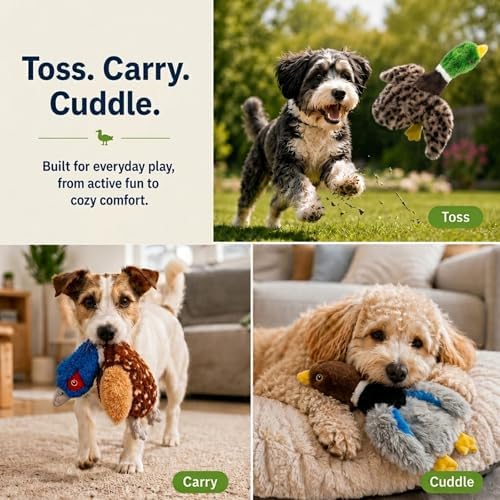 Stuffing-Free Duck Dog Toys, 4 Pack Squeaky Crinkle Plush Dog Toy Set, No-Stuffing Puppy Toys for Small & Medium Dogs, Soft Dog Toys for Light to Moderate Chewers - Image 6