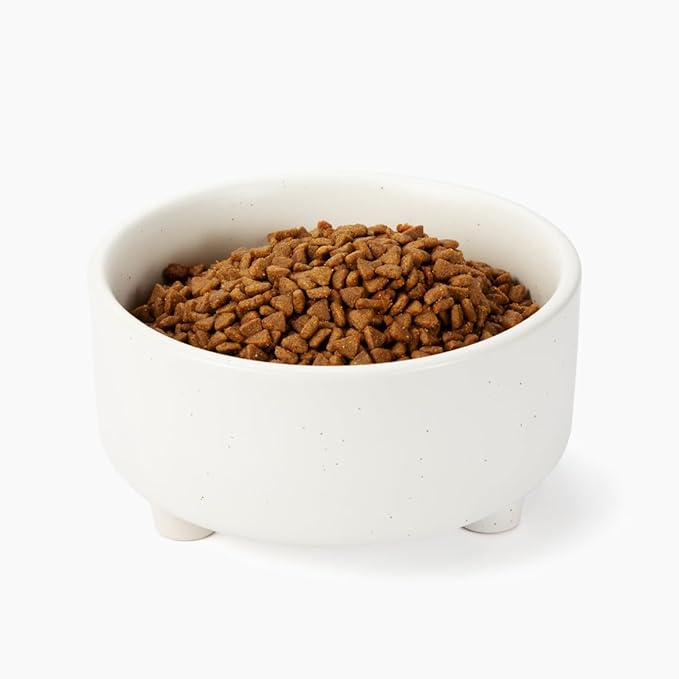 Waggo Uplift Ceramic Dog Bowl for Small Medium and Large Breeds - Heavyweight and Durable Pet Food and Water Dish Crock, Dishwasher Safe, Modern, Elevated Feeder (Speckle, Large)