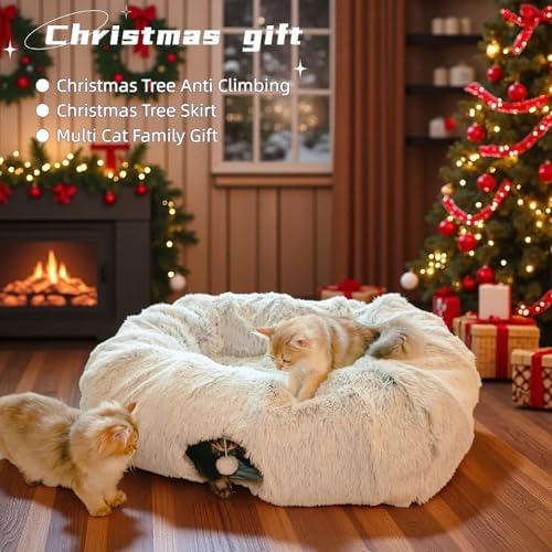 XxingSheep Extra Large Cat Tunnel Bed Plush Cat Cave for Indoor Adult Cats - Image 2