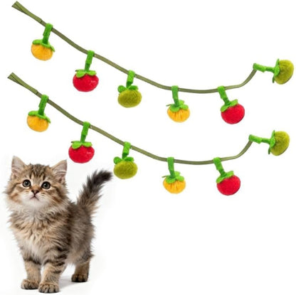 Cat String Toy with Tomatoes 2 Pcs, Plush Catnip Teaser with Bell by Unknown