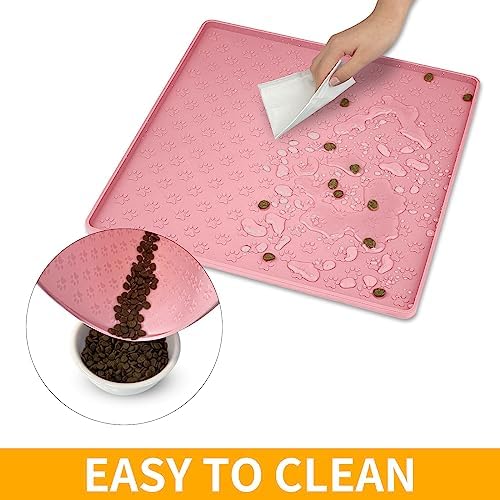 2 Pack Pet Placemat for Dog and Cat, Waterproof Non-Slip Silicone Feeding Bowl Mat Prevent Food and Water Overflow, Puppy Dish Feeder Fountain Trays Suitable for Medium and Small Pets, Pink - Image 6