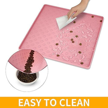 2 Pack Pet Placemat for Dog and Cat, Waterproof Non-Slip Silicone Feeding Bowl Mat Prevent Food and Water Overflow, Puppy Dish Feeder Fountain Trays Suitable for Medium and Small Pets, Pink - Image 6
