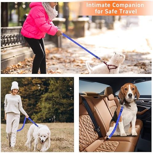 Seyezo Dog Car Seat Belt for Car, 2 Piece Set Retractable Dog Car Harness Adjustable Reflective Dog Seatbelt for Vehicle Headrests, Dog Safety Restraint Seatbelt Heavy Duty& High Elastics, Navy Blue - Image 7