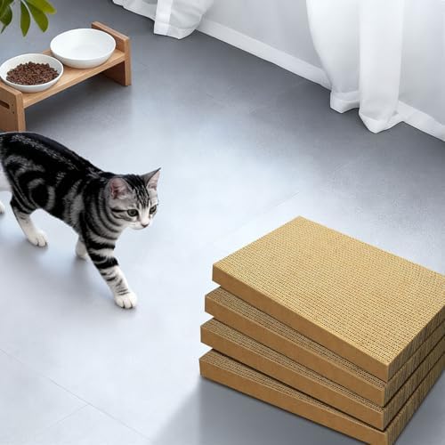 Cat Scratcher 4-Pack, Large Cardboard Pads for Indoor Cats - Image 6