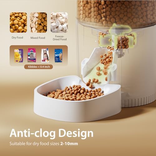 IMIPAW Automatic Cat Feeders, Timed Cat Dry Food Dispenser with Desiccant Bag, Dual Power Supply, Programmable Portion Size, 6 Meals, 20 Portions Per Day, Auto Pet Feeder for Cats and Small Dog, White - Image 6
