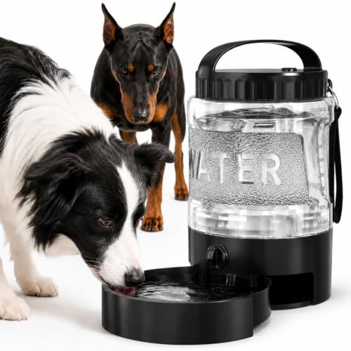 Portable Dog Water Bottle with Travel Bowl, 98 oz/2.8 L, Black by PETDOTT