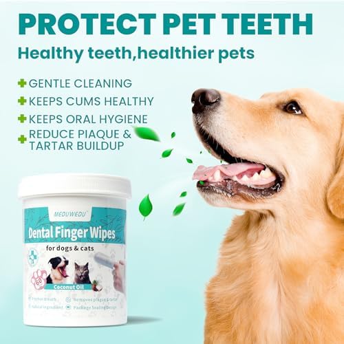 MEDUWEDU Dental Care Finger Wipes 60 Counts,Teeth Cleaning Finger Wipes for Dogs & Cats,Reduces Plaque & Supports Oral Freshness, Peach Scent - Image 2