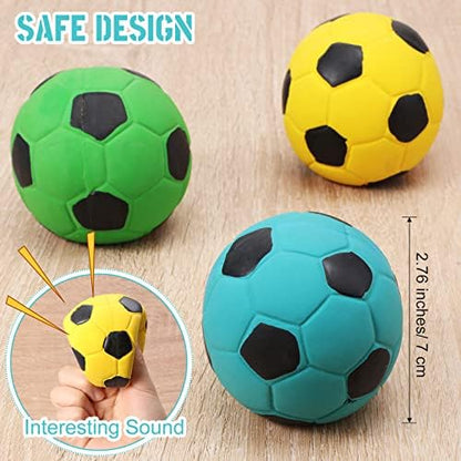Sumind 9 Pcs Latex Squeaky Dog Toys 2.76 inch Soccer Ball Interactive Fetch Toys Soft Football Puppy Chew Balls for Small Medium and Large Dogs(Yellow, Blue, Green) - Image 2