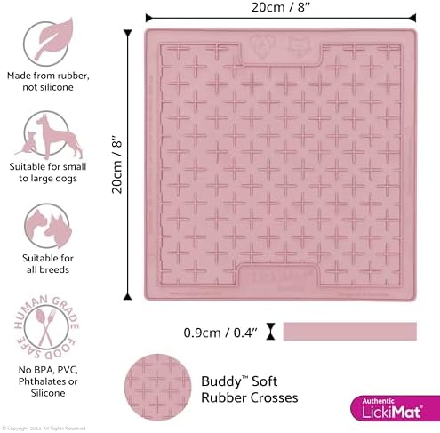 LickiMat Classic Buddy Slow Feeder for Dogs Lick Mat Boredom Anxiety Reducer Perfect for Food Treats Yogurt Liquid Food Peanut Butter Fun Alternative to a Slow Feed Dog Bowl, Guava - Image 2