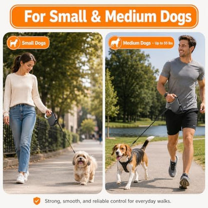 Retractable Dog Leash, 16 FT Strong Nylon Tape for Small and Medium Dogs up to 55 lbs, 360° Tangle-Free Design, One-Hand Brake & Lock with 3 Control Modes, Ergonomic Non-Slip Handle - Image 3