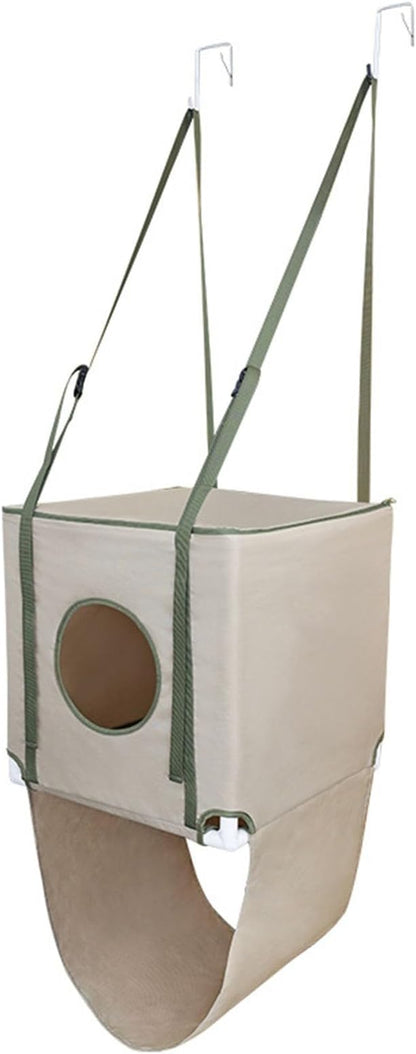 2 Tiered Hanging Cats Bed Door Mounted Space Saving Double Layer Cats Hammock for Multiple Cats with Breathable Polyeste