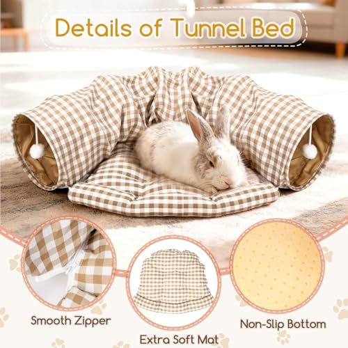 Bunny Tunnel Bed, Collapsible Tunnel Tubes with Removable Bed - Image 6