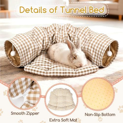 Bunny Tunnel Bed, Collapsible Tunnel Tubes with Removable Bed - Image 6