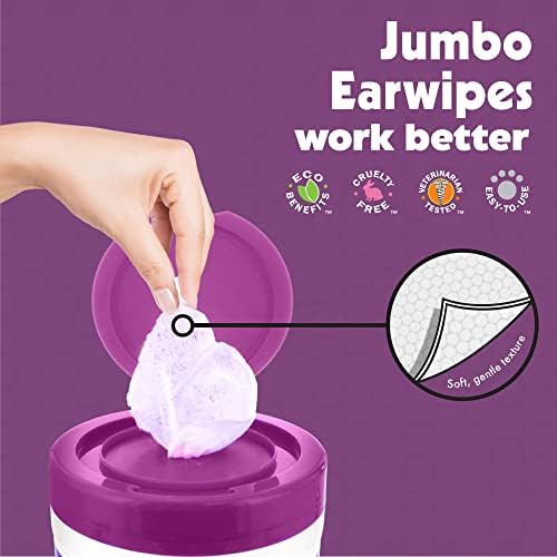 Petkin Jumbo Pet Ear Wipes, 80 Extra Moist Wipes, 2 Pack -Soothing & Deodorizing Pet Ear Cleaner to Remove Dirt, Odor, & Wax-Safe, Convenient, & Easy to Use Pet Wipes for Dogs, Cats, Puppies & Kittens - Image 4