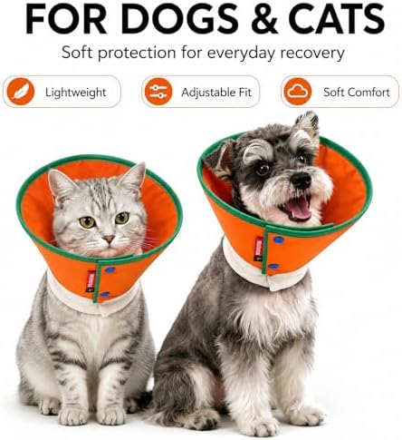 Soft Dog Cone Collar for Dogs & Cats, Adjustable Elizabethan Recovery Collar, Lightweight EPE Material, Post-Surgery Wound Protection (Orange, L) - Image 6