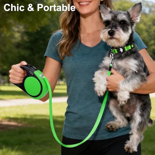 Taglory Retractable Dog Leash, One-Handed Brake, 16ft, Up to 44 lbs, Green - Image 2