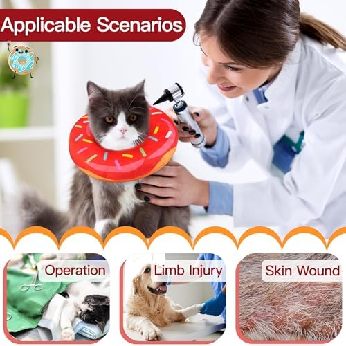 Cat Cone Collar Soft, Cute Cat Donut Collar After Surgery, Adjustable Kitten Recovery Cones to Stop Licking, Lightweight Neck Elizabethan Collars for Cats Kittens (Red, Medium) - Image 3