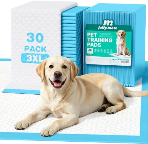 JollyMate Dog Pee Pads Extra Large 36"x36", 30 Pack 3X-Large Super Absorbent Pet Training Pads with Adhesive Tabs, 6 Layers Thick Leak-Proof Potty Pads for Dogs and Puppies by JollyMate