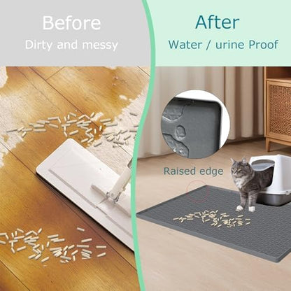 Cat Litter Mat for Litter Box, Silicone Large Cat Litter Trapping Mat - 51.2x25.6 in, Waterproof & Non-Slip, Durable & Easy Clean, Gray - Image 7