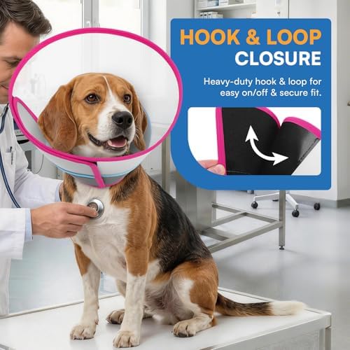 Queenmore Soft Dog Cone Collar for Dogs and Cats After Surgery, Flexible Plastic Cone for Dogs, Dog Recovery Collar, Elizabeth E-Collar Pet Head Cones for Neutering Spay Injury, Rose Red Medium - Image 6