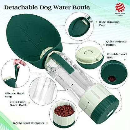 TIOVERY Dog Water Bottle Dispenser for Walking, Pet Water Feeder Container Portable with Drinking Cup Bowl Outdoor Hiking, Travel 20OZ Large Green - Image 2