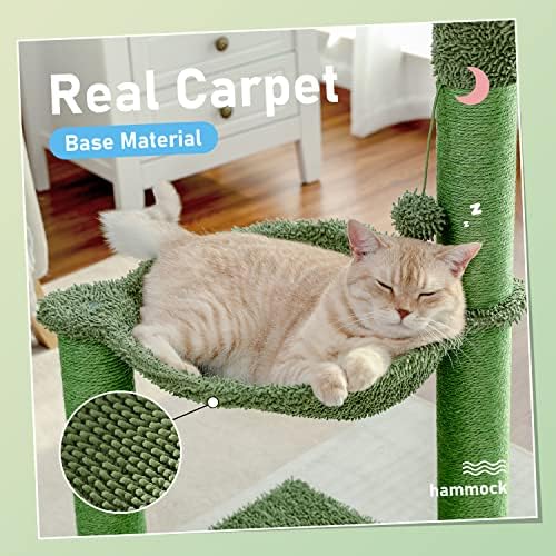 PAWZ Road Cactus Cat Scratching Post, 33" Cat Tree with Hammock & Scratch - Image 6