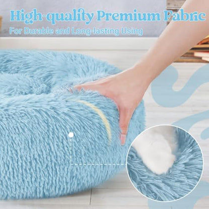 rabbitgoo Calming Cat Beds for Indoor Cats, 20 inches, Light Blue - Image 6