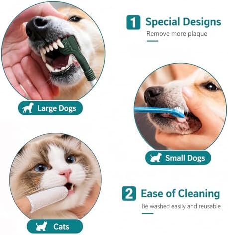 15-Pack Dog Toothbrush Kit, Triple Head & Double Head Dog Toothbrush, 360 Finger SiliconeToothbrush, Multi-Angle Dental Cleaning Brushes for Cat Oral Health (White) - Image 5