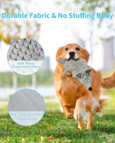 Dog Toys, Squeaky Plush No Stuffing Crinkle Dog Toy for Small Medium Large Dogs, Interactive Puppy Teething Water Bottle Dog Chew Toy (Mouse) - Image 4