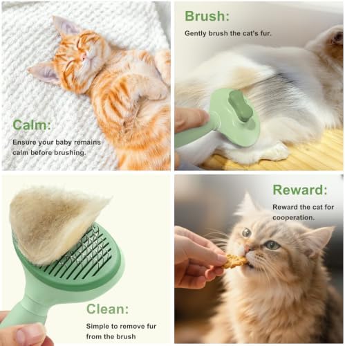 Cat Brush for Shedding, Self Cleaning Brush for Long & Short Hair Cats - Image 4