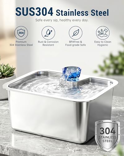 10 L Stainless Steel Dog Water Fountain for Large Dogs, 4 Filters - Image 3