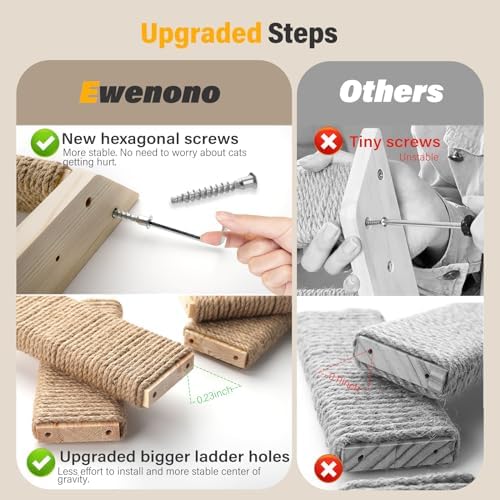 2 Pack 4 Steps Cat Wall Shelves and Stairs with Sisal Rope.Cat Wall Steps/Ladder Furniture ＆ cat Tree Supplies(Catstairs 2Pack-4Steps) - Image 4