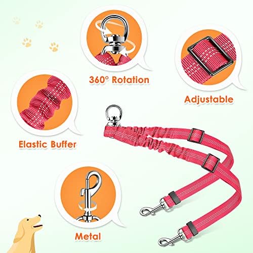 AUTOWT Double Dog Leash, No Tangle 360°Swivel Rotation Reflective Lead Attachment Adjustable Length Dual Two Dogs Lead Splitter, Comfortable Shock Absorbing Walking Training for 2 Dogs - Image 3