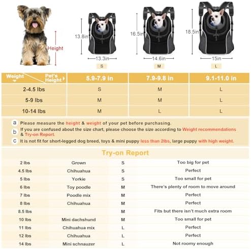 WOYYHO Pet Dog Carrier Backpack Small Dog Front Backpack Ventilated Dog Carrier Back Pack with Storage Pockets, Adjustable Straps & Safety Belt for Travel Hiking Outdoor (Size S: 2-4.5 lbs, Black) - Image 5