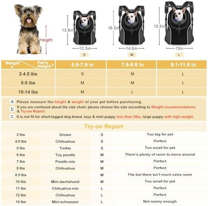 WOYYHO Pet Dog Carrier Backpack Small Dog Front Backpack Ventilated Dog Carrier Back Pack with Storage Pockets, Adjustable Straps & Safety Belt for Travel Hiking Outdoor (Size S: 2-4.5 lbs, Black) - Image 5
