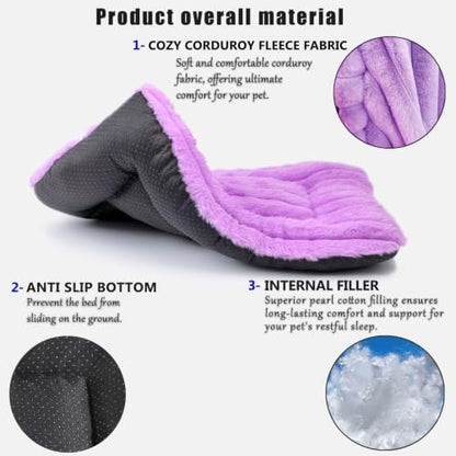 18 Inch Ultra Soft Comfy Pet Bed, Tiny Dog Bed, Washable Anti-Slip Crate Pad Sleeping Cushion Mat for XX-Small Dogs, Indoor Cats & Cat Carrier, Purple - Image 3